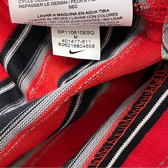 Tiger Woods Collection Polo Shirt Mens Medium Red Black Stripes Nike Golf DriFit - Picture 4 of 10